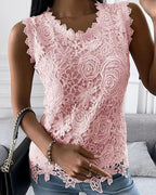 Dorlies | Women's Lace Tank Top with Scalloped Hem