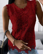 Dorlies | Women's Lace Tank Top with Scalloped Hem
