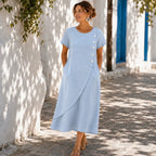 Leah | Asymmetric Button Midi Dress with Pockets for Women