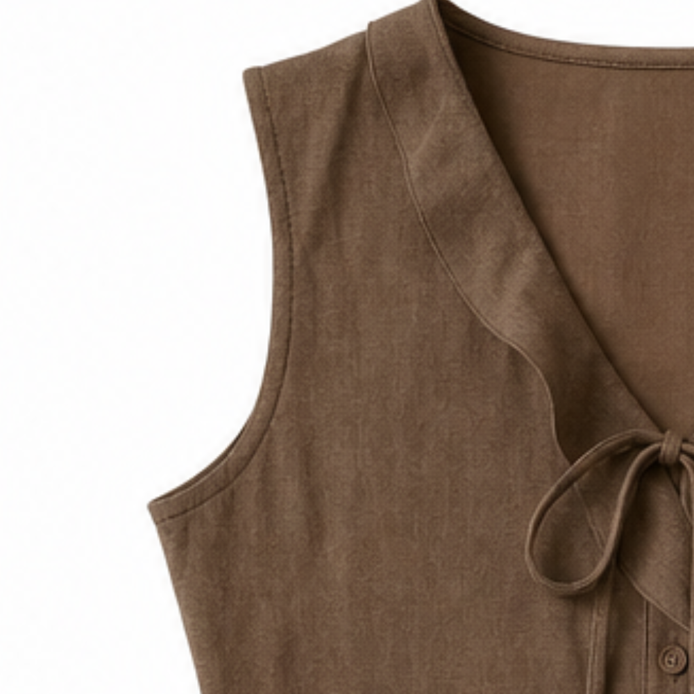 Leontine | Women's Ruffle V-Neck Peplum Blouse with Bow Tie