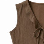 Rikke | Women's Ruffle V-Neck Peplum Blouse with Bow Tie