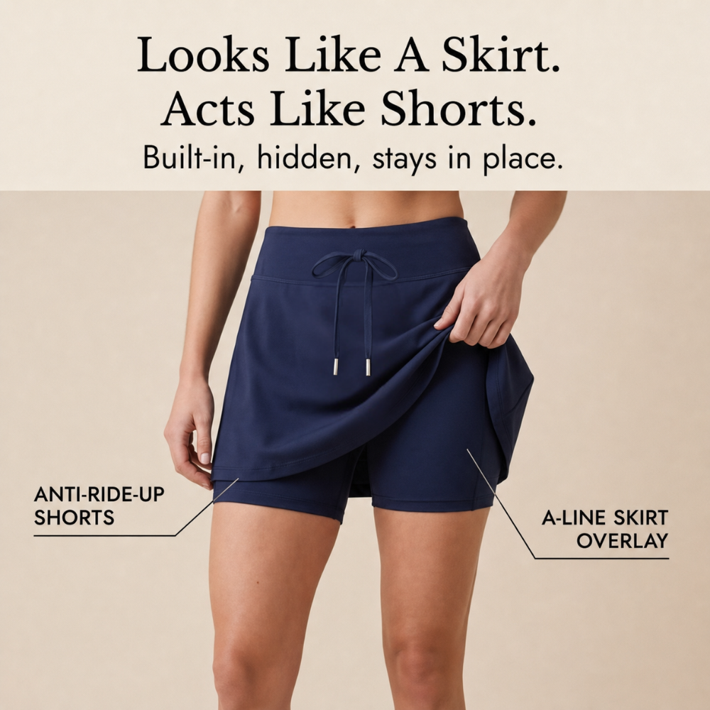 Sienna | Women's Sleeveless Top and Skort Two-Piece Set with Built-In Shorts