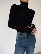 Stylish Ribbed Turtleneck Spring Sweater for Women