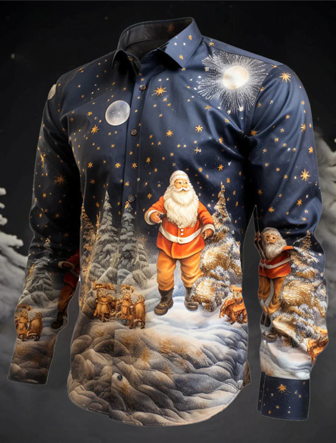 Deniz | Men's Collared Button-Up Christmas Blouse