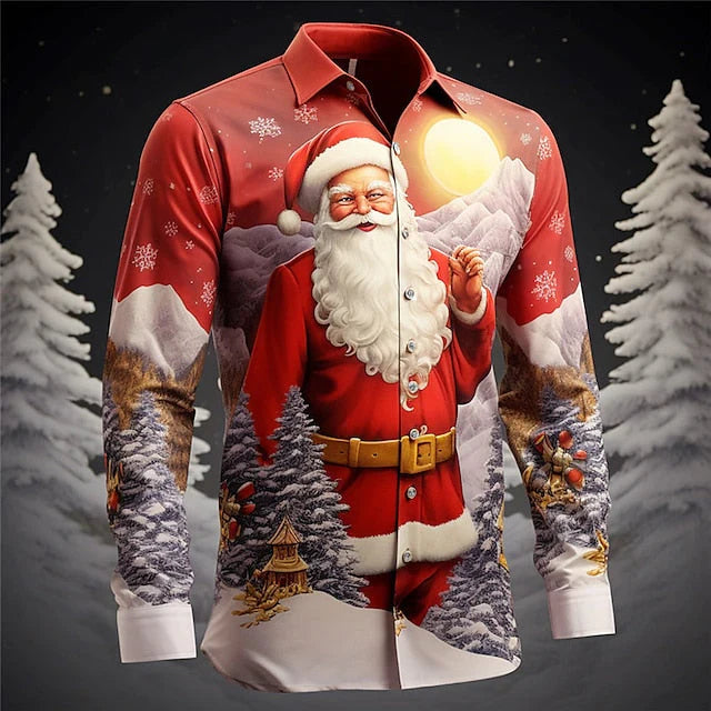 Deniz | Men's Collared Button-Up Christmas Blouse