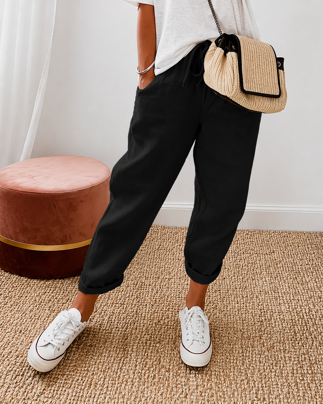 Wren | Women's Wide-Leg Relaxed Fit Pants with Elastic Waist