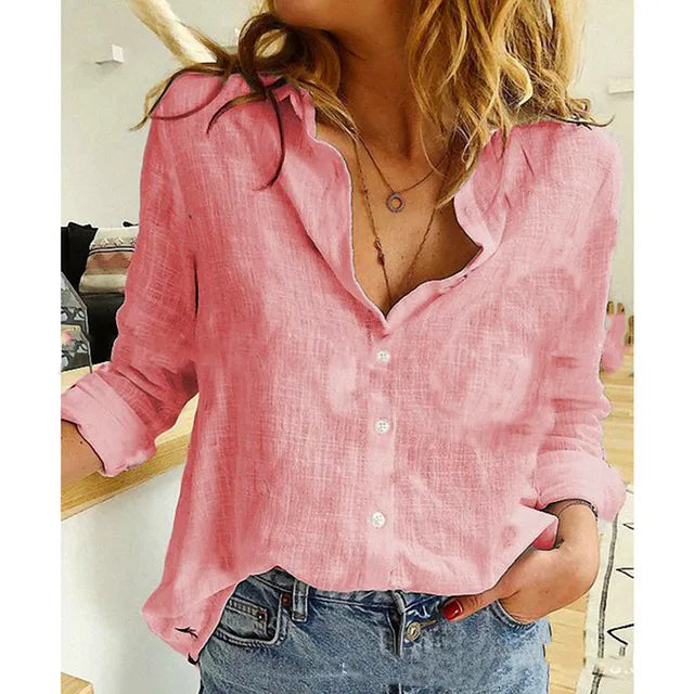 Bernadette | Women's Button-Front Collared Long Sleeve Blouse