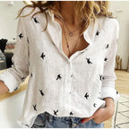 Bernadette | Women's Button-Front Collared Long Sleeve Blouse