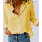 Bernadette | Women's Button-Front Collared Long Sleeve Blouse