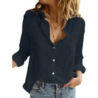 Bernadette | Women's Button-Front Collared Long Sleeve Blouse