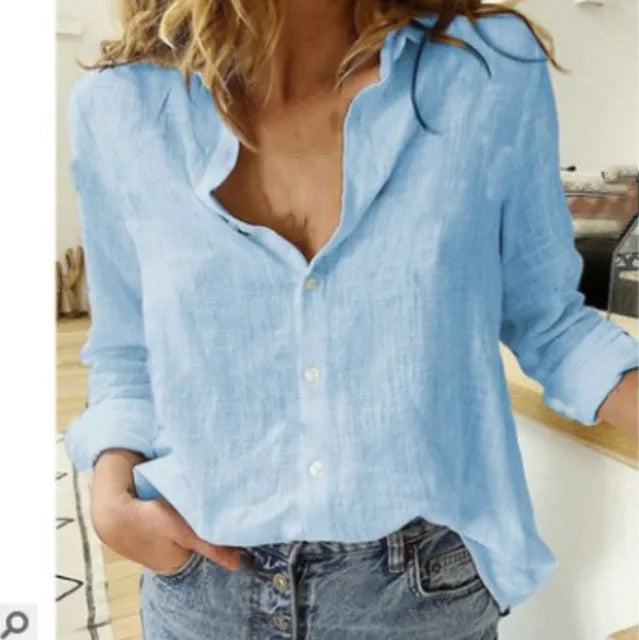 Bernadette | Women's Button-Front Collared Long Sleeve Blouse