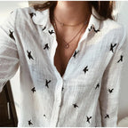 Bernadette | Women's Button-Front Collared Long Sleeve Blouse