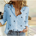 Bernadette | Women's Button-Front Collared Long Sleeve Blouse