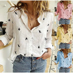 Bernadette | Women's Button-Front Collared Long Sleeve Blouse