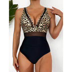 Allegra | Women's High-Waisted Push-Up One-Piece Swimsuit with Mesh Trim