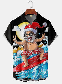 Callum | Men's Santa Print Short Sleeve Christmas Blouse