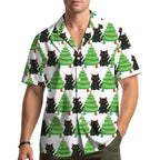 Corentin | Men's Gingerbread Print Short Sleeve Christmas Blouse