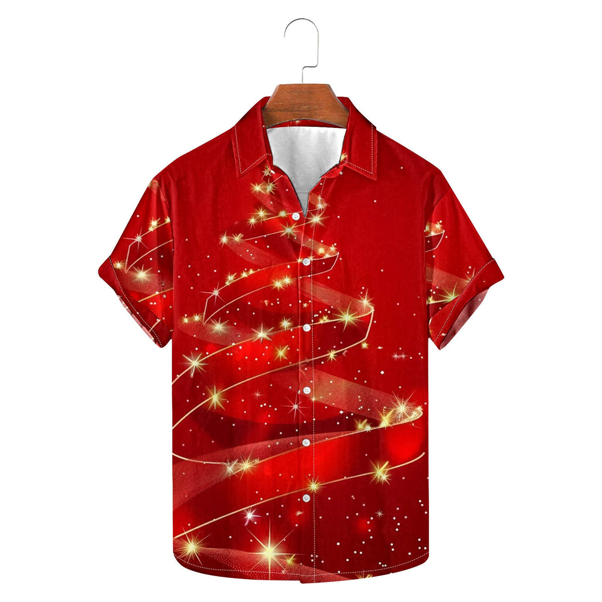 Frits | Men's Short Sleeve Christmas Blouse with Tree Print