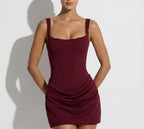 Yolette | Women's Square-Neck Draped Mini Dress