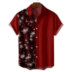 Kris | Men's Short Sleeve Christmas Blouse with Santa Print