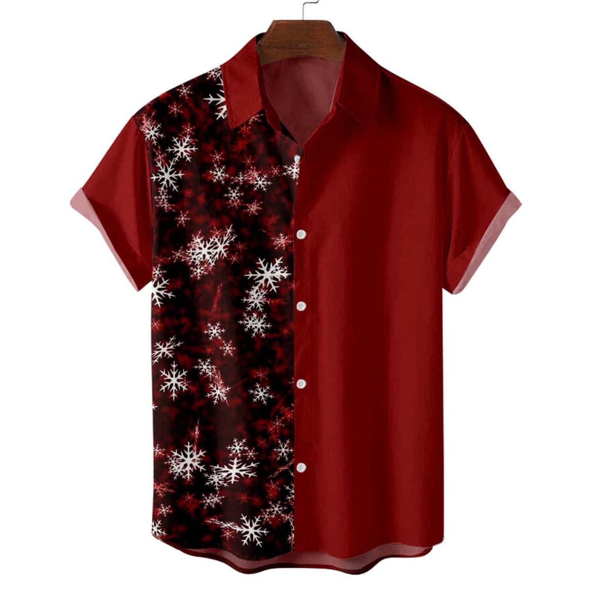 Kris | Men's Short Sleeve Christmas Blouse with Santa Print