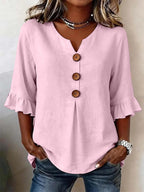 Marit | Women's Ruffle Sleeve V-Neck Blouse – Weekend Errands