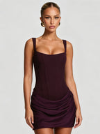Yolette | Women's Square-Neck Draped Mini Dress