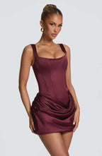 Yolette | Women's Square-Neck Draped Mini Dress