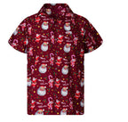 Kris | Men's Short Sleeve Christmas Blouse with Santa Print