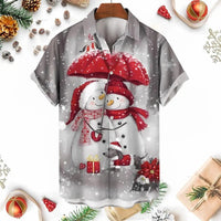Raymond | Men's Snowman Print Short Sleeve Christmas Blouse