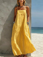 Claudine | Women's Striped Square-Neck Maxi Dress
