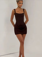 Annelore | Women's Square-Neck Draped Mini Dress