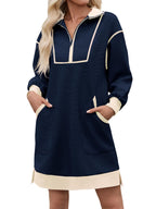 Berglind | Women's Colour-Block Half-Zip Mini Dress