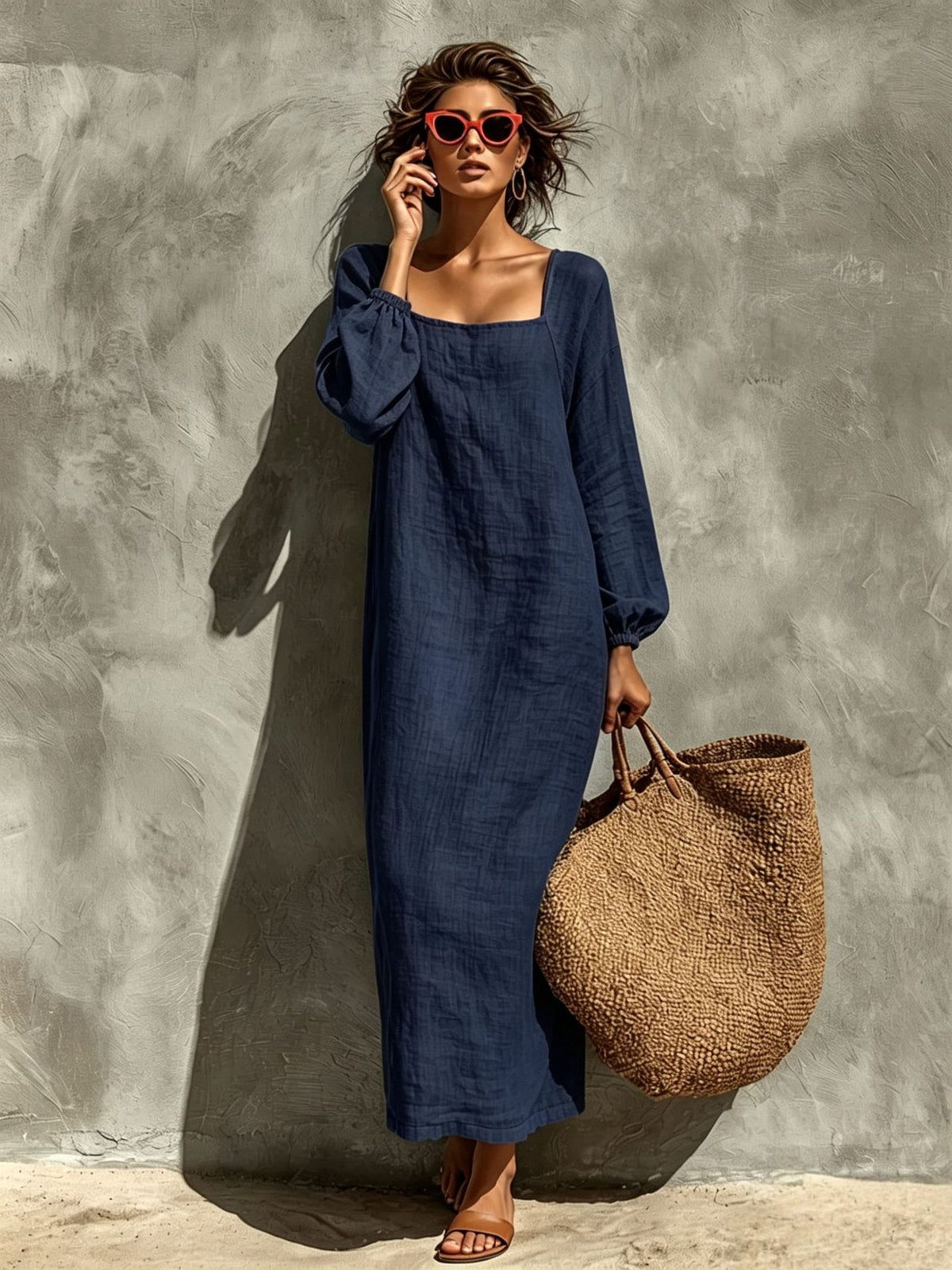Ninon | Women's Square-Neck Puff Sleeve Maxi Dress