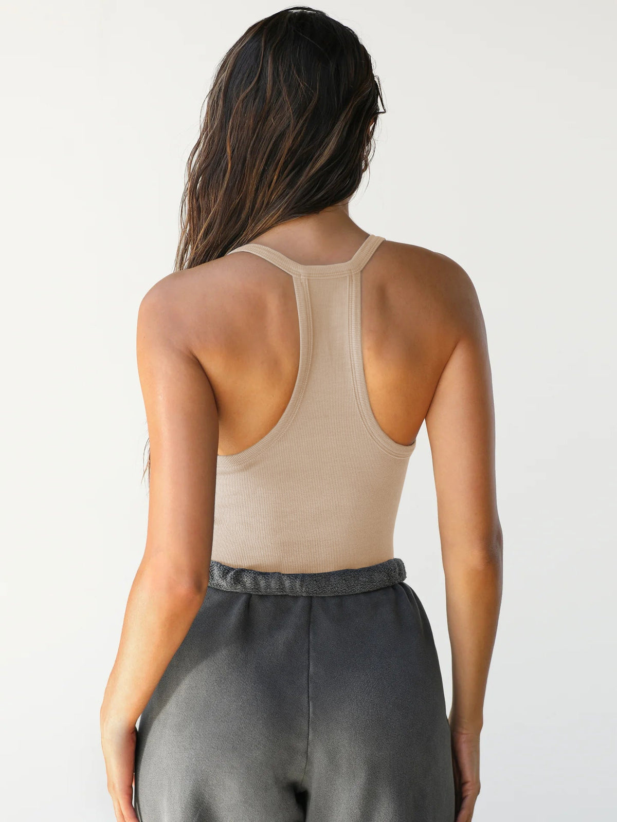 Gro | Women's Ribbed V-Neck Racerback Tank Top