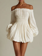Matilde | Women's Off-Shoulder Ruched Puff Sleeve Mini Dress