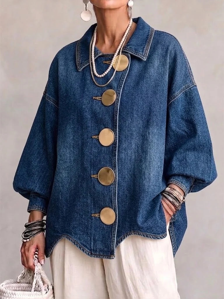 Morgan | Women's Oversized Denim Button-Front Jacket