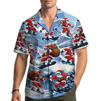 Corentin | Men's Gingerbread Print Short Sleeve Christmas Blouse