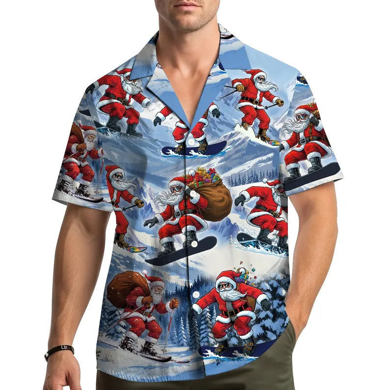 Corentin | Men's Gingerbread Print Short Sleeve Christmas Blouse