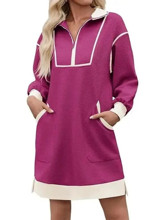 Berglind | Women's Colour-Block Half-Zip Mini Dress