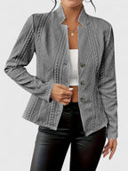 Aurelie | Women's Ribbed Notched Lapel Button-Front Blazer