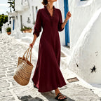 Avril | Women's Ruffled V-Neck Long Sleeve Maxi Dress
