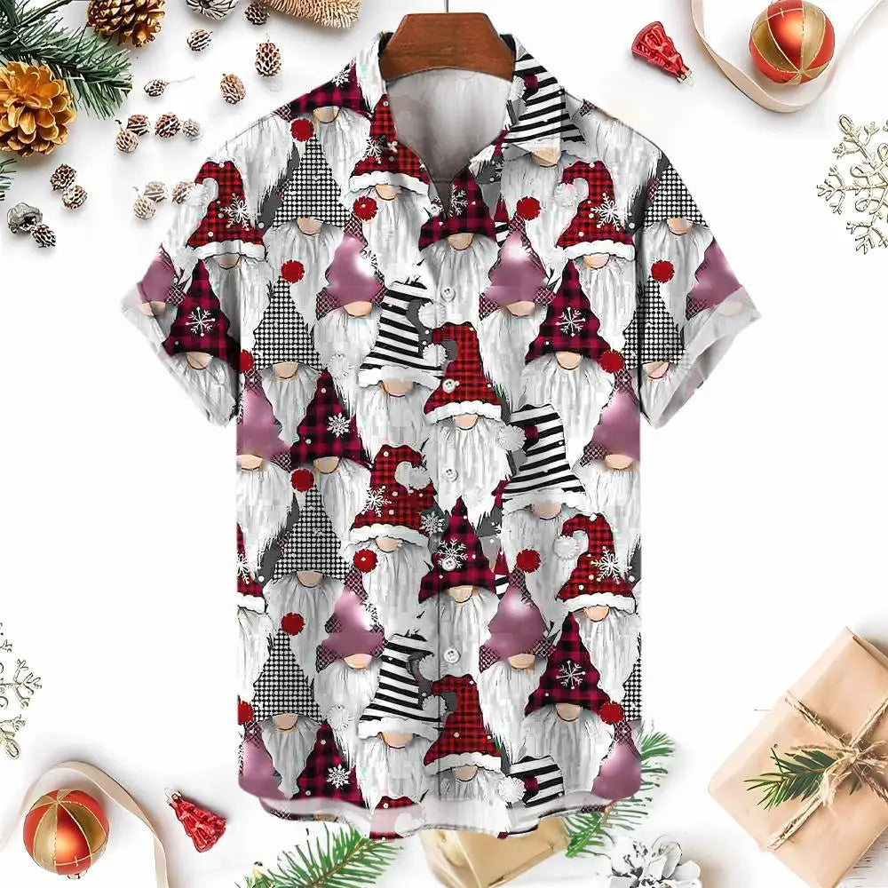 Raymond | Men's Snowman Print Short Sleeve Christmas Blouse