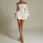 Matilde | Women's Off-Shoulder Ruched Puff Sleeve Mini Dress