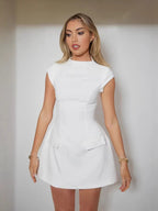 Carlotta | Women's A-Line Pocket Mini Dress with Cap Sleeve
