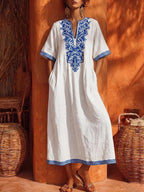 Ariana | Embroidered V-Neck Maxi Dress for Women
