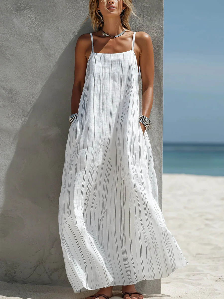 Claudine | Women's Striped Square-Neck Maxi Dress