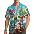 Corentin | Men's Gingerbread Print Short Sleeve Christmas Blouse