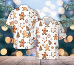 Corentin | Men's Gingerbread Print Short Sleeve Christmas Blouse