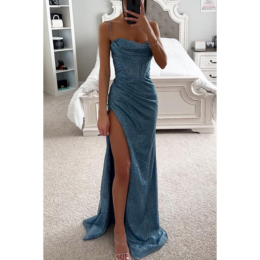 Zelie | Women's Sparkle Cowl Neck Cocktail Dress Maxi